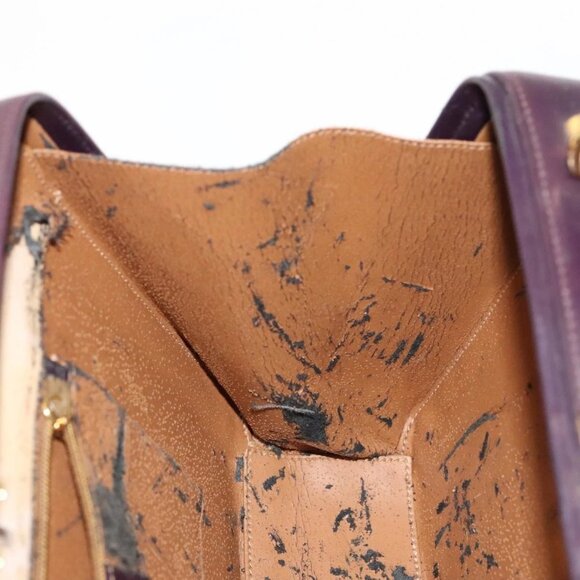 GUCCI Hand Bag Leather 2way Purple Gold Auth 107260 - Picture 13 of 16